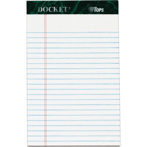 DOCKET RULED PERFORATED PADS, NARROW RULE, 5 X 8, WHITE, 50 SHEETS, 12/PACK