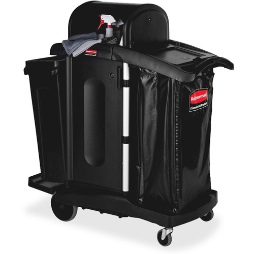 EXECUTIVE HIGH SECURITY JANITORIAL CLEANING CART, 23.1W X 39.6D X 27.5H, BLACK