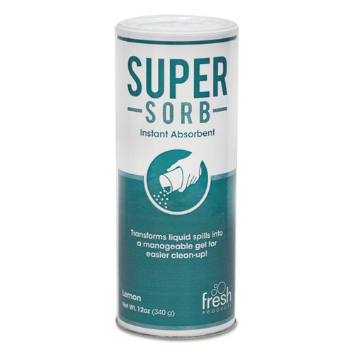 Super-Sorb Liquid Spill Absorbent, Powder, Lemon-Scent, 12 Oz. Shaker Can, 6/box