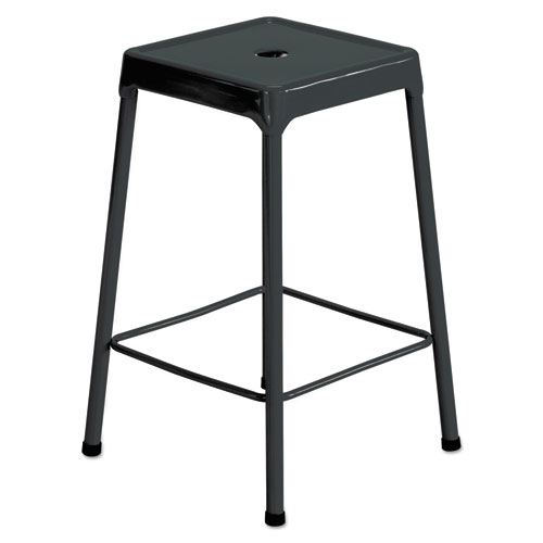 COUNTER-HEIGHT STEEL STOOL, 25" SEAT HEIGHT, SUPPORTS UP TO 250 LBS., BLACK SEAT/BLACK BACK, BLACK BASE