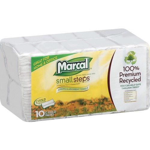 Marcal Paper Mills, Inc  C-Fold Towels, 1-Ply, 150 SH/Bundle, 1500SH/BG, White