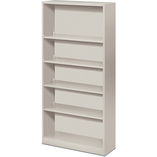 Metal Bookcase, Five-Shelf, 34-1/2w X 12-5/8d X 71h, Light Gray