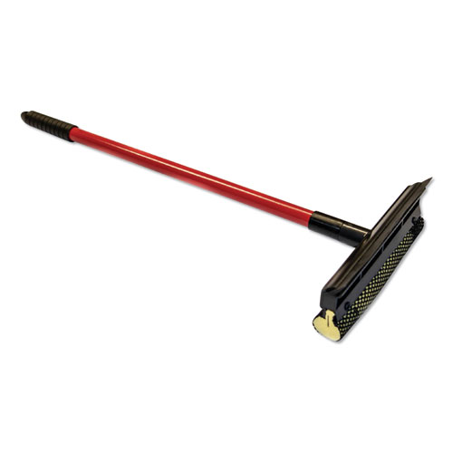 General-Duty Squeegee, 8" Sponge/rubber Blade, Black/red, 21" Metal Handle