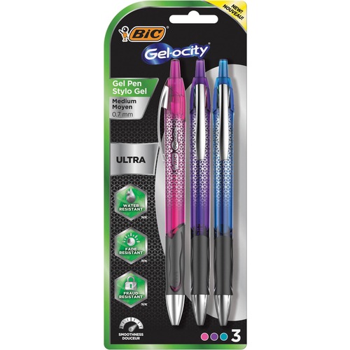 Bic  Gel Pen, Premium, 0.7mm, 3/PK, AST