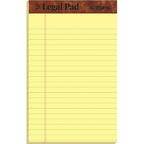"THE LEGAL PAD" PERFORATED PADS, NARROW RULE, 5 X 8, CANARY, 50 SHEETS, DOZEN