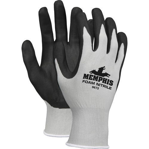 MCR Safety  Protective Gloves, Foam Nylon, Small, 12/DZ, Black