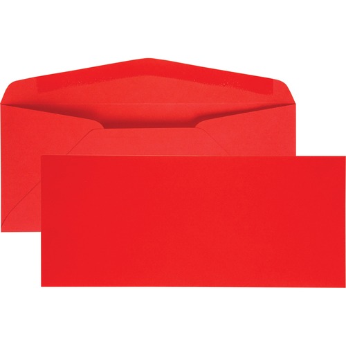 COLORED ENVELOPE, #10, COMMERCIAL FLAP, GUMMED CLOSURE, 4.13 X 9.5, RED, 25/PACK