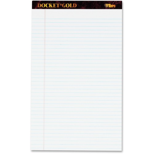 DOCKET GOLD RULED PERFORATED PADS, WIDE/LEGAL RULE, 8.5 X 14, WHITE, 50 SHEETS, 12/PACK