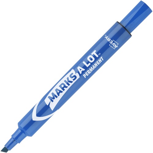 MARKS A LOT LARGE DESK-STYLE PERMANENT MARKER, BROAD CHISEL TIP, BLUE, DOZEN, (8886)