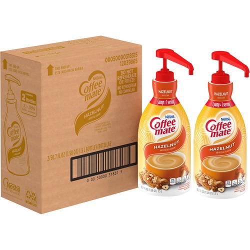 Liquid Coffee Creamer, Hazelnut, 1.5 Liter Pump Bottle, 2/carton