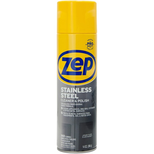 Zep Commercial  Stainless Steel Polish, 14oz, Chrome/Black