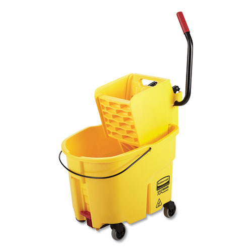 WAVEBRAKE 2.0 BUCKET/WRINGER COMBOS, 8.75 GAL, SIDE PRESS WITH DRAIN, YELLOW