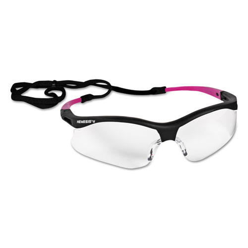 V30 NEMESIS SAFETY EYEWEAR, SMALL, BLACK FRAME W/PINK TIPS, CLEAR LENS, 12/CT