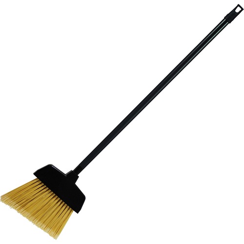 Genuine Joe  Angled Broom, f/Lobby Dust Pan Kit, Plastic, Black