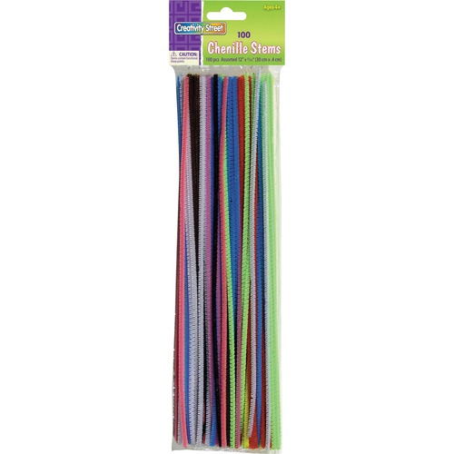 REGULAR STEMS, 12" X 0.16", METAL WIRE, POLYESTER, ASSORTED, 100/PACK