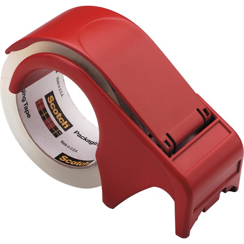 Compact And Quick Loading Dispenser For Box Sealing Tape, 3" Core, Plastic, Red