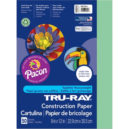 Pacon  Construction Paper, 76lb., 9"x12", 50/PK, Light Green