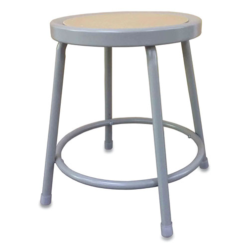 INDUSTRIAL METAL SHOP STOOL, 17.95" SEAT HEIGHT, SUPPORTS UP TO 300 LBS, BROWN SEAT/GRAY BACK, GRAY BASE