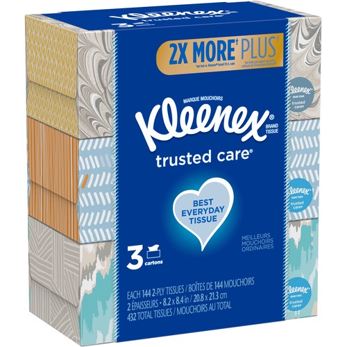 Kimberly-Clark Professional  Tissues,Trusted Care,2-ply,8-1/5"x8-2/5",144Sht/BX,12/CT, WE