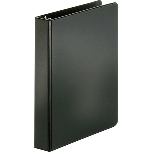 Business Source  Binder, Round Rings, 1" Capacity, 8-1/2"x5-1/2", Black