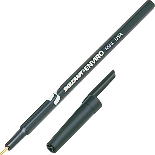 SKILCRAFT  Ballpoint Stick Pen, Recycled, Medium Pt, 12/DZ, Black Ink