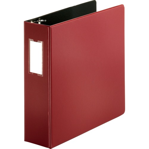 Business Source  D-Ring Binder w/Label Holder, Hvy-Dty, 3", Burgundy