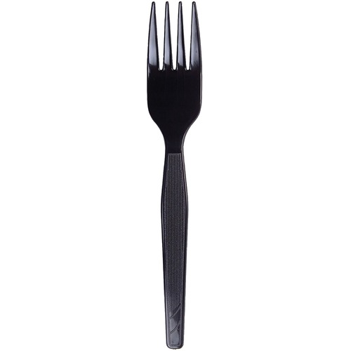 Plastic Cutlery, Heavy Mediumweight Forks, Black, 100/box