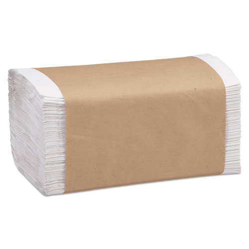 100% Recycled Folded Paper Towels, 1-Ply, 8.62 X 10 1/4, White, 334/pk, 12pk/ct