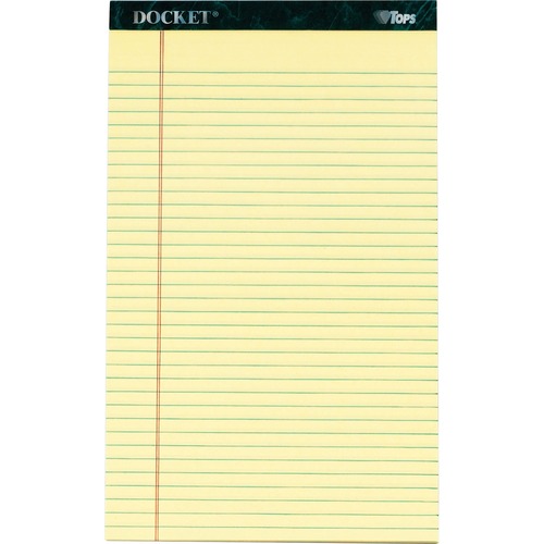 DOCKET RULED PERFORATED PADS, WIDE/LEGAL RULE, 8.5 X 14, CANARY, 50 SHEETS, 12/PACK
