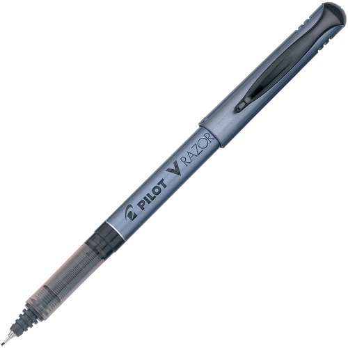 V RAZOR POINT LIQUID INK STICK MARKER PEN, 0.5MM, BLACK INK, GRAY BARREL, DOZEN