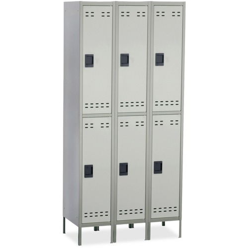 Double-Tier, Three-Column Locker, 36w X 18d X 78h, Two-Tone Gray
