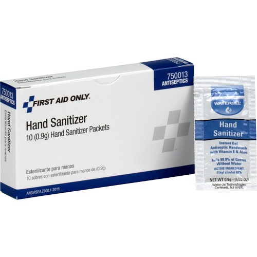 GEL HAND SANITIZER PACKETS FOR UNITIZED AND FIRST AID STATIONS, CLEAN SCENT, 0.9 G, 10/BOX