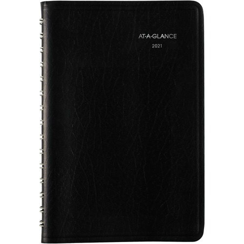 DAILY APPOINTMENT BOOK WITH HOURLY APPOINTMENTS, 8 X 5, BLACK, 2021