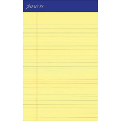 PERFORATED WRITING PADS, NARROW RULE, 5 X 8, CANARY, 50 SHEETS, DOZEN