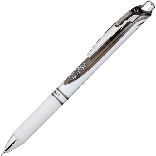 ENERGEL RTX RETRACTABLE GEL PEN, 0.5 MM, BLACK INK, WHITE/BLACK BARREL