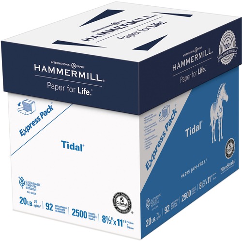 Tidal Print Paper Express Pack, 92 Bright, 20lb, 8.5 x 11, White, 2,500 Sheets/Carton