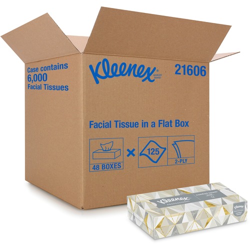 WHITE FACIAL TISSUE, 2-PLY, WHITE, POP-UP BOX, 125 SHEETS/BOX, 48 BOXES/CARTON