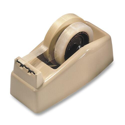 Two-Roll Desktop Tape Dispenser, 3" Core, High-Impact Plastic, Beige