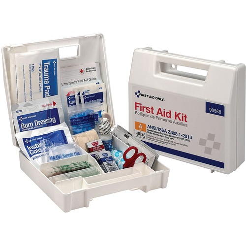 ANSI 2015 COMPLIANT CLASS A TYPE I AND II FIRST AID KIT FOR 25 PEOPLE, 89 PIECES