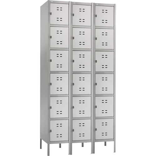 Three-Column Box Locker, 36w X 18d X 78h, Two-Tone Gray