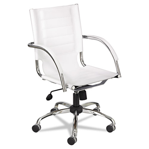 FLAUNT SERIES MID-BACK MANAGER'S CHAIR, SUPPORTS UP TO 250 LBS., WHITE SEAT/WHITE BACK, CHROME BASE