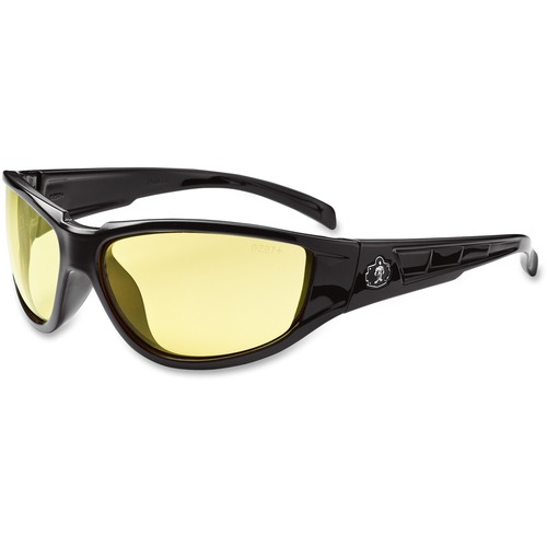 Ergodyne  Yellow Lens Safety Glasses, Med-Frame, Black