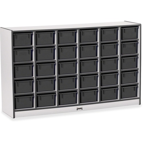 Jonti-Craft, Inc.  Mobile 30 Cubbie-Tray Unit,w/Bins,35.5"x57.5"x15",Black