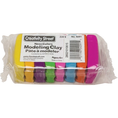 MODELING CLAY ASSORTMENT, 27.5 G OF EACH COLOR, ASSORTED NEON, 220 G