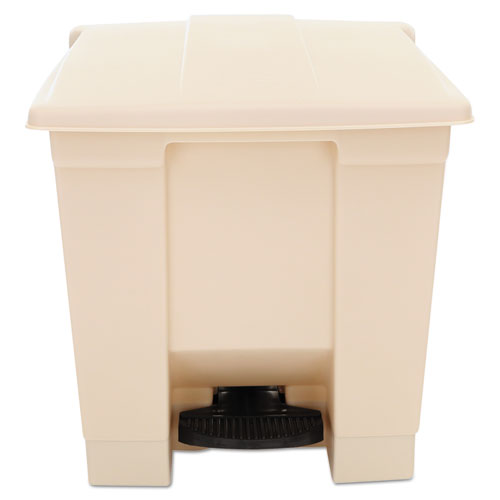 INDOOR UTILITY STEP-ON WASTE CONTAINER, SQUARE, PLASTIC, 8 GAL, BEIGE