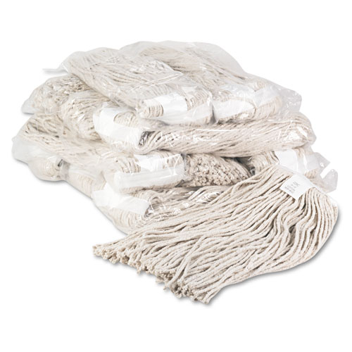 Premium Cut-End Wet Mop Heads, Cotton, 20oz, White, 12/carton