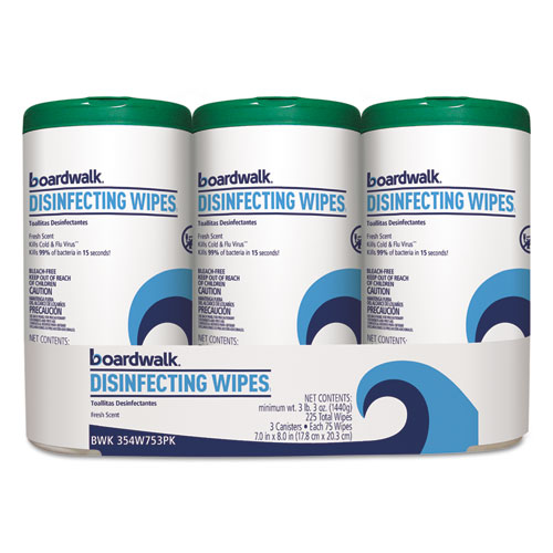 Disinfecting Wipes, 8 X 7, Fresh Scent, 75/canister, 12 Canisters/carton