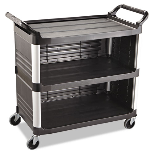 XTRA UTILITY CART, 300-LB CAPACITY, THREE-SHELF, 20W X 40.63D X 37.8H, BLACK