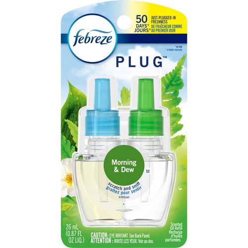 PLUG AIR FRESHENER REFILLS, MORNING AND RAIN, FORMERLY MEADOWS AND DEW, 0.87 OZ, 6/CARTON