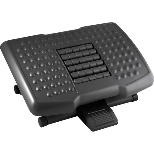 Premium Adjustable Footrest With Rollers, Plastic, 18w X 13d X 4h, Black